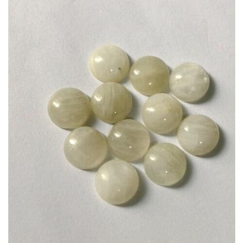 100% Natural Moonstone Bead Cabochon 10mm Round Gem CAB Ring Face,Flat Bottom 10piece/pack AB Quality