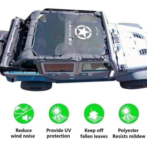 2/4 Doors Roof Mesh Bikini Top Sunshade Cover UV Sun Shade Mesh Protect For Jeep Wrangler 2007-2017 Car Styling