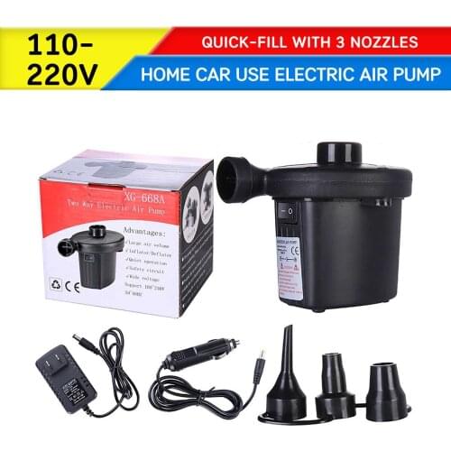 3 Nozzles Home and Car Use For Inflatable Air Mattress Beds Electric Air Pump Quick-Fill