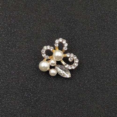 50pcs Bowknot Flower Pearl Crystal Rhinestone Appliques Buckle strass Flatback Jewelry Brooch Diamond Hairpin Hair Clip Decor