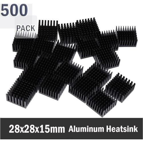 500Pcs 28x28x15mm Aluminum Heatsink Heat Sinks Cooling Fins Cooler For PGA CPU LCC 28mm 15mm thickness Heatsink cooling