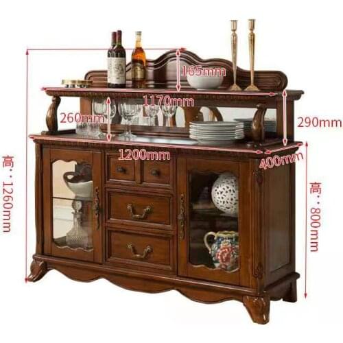 American solid wood table side cabinet wine cabinet domestic kitchen tea cabinet European living room wall storage cabinet