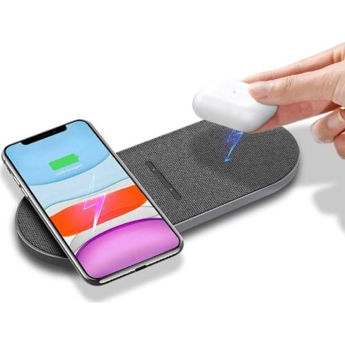2 in 1 10W Dual Seat Qi Wireless Charger for Samsung S20 S10 Double Fast Charging Pad for IPhone 12 11 Pro XS XR X 8 Airpods Pro