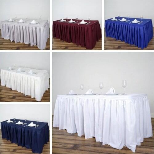Wholesale Price Poly Table Skirt Banquet Wedding Table Cloth Skirting For Event Decoration