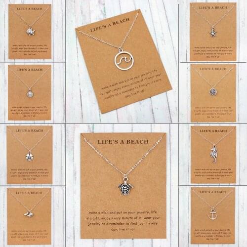 Bee Flamingo Dragonfly Mermaid Necklace Ocean Wave Sea Turtle Starfish Shell Fish Shark Seahorse Sand Dollar Necklace