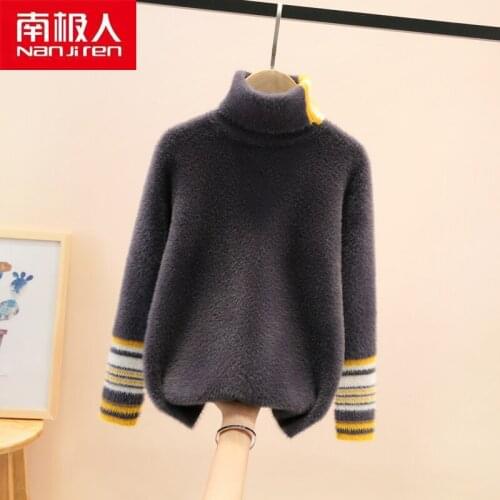 Nanjiren Children Clothing Children Sweater Casual Full Sleeve Solid Color Cotton Warm Turtleneck Pullovers Sweater