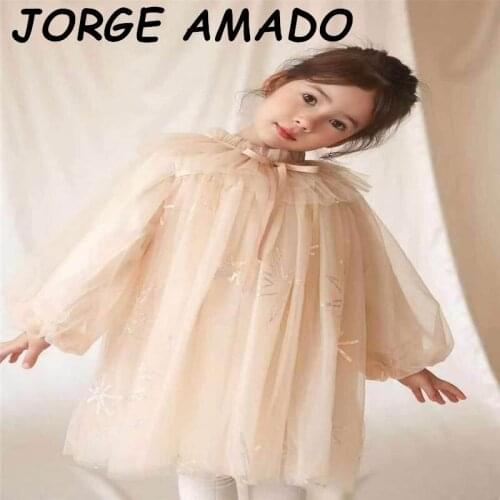 Kids Dresses for Girls 2021 New Tulle Long Sleeve Fairy Dress Gauze sequins star princess dress Kids Clothes AD012