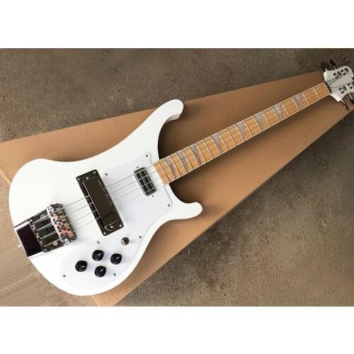 White body 4 strings Electric Bass Guitar with White Pickguard,Maple Fingerboard,Chrome Hardware,Provide custom service