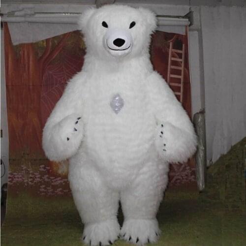 Halloween 2.6M/3M Inflatable Fur Polar Bear Mascot Costume Suit Cosplay Party Game Dress Outfits Advertising Carnival Xmas Adult