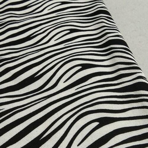 100% Cotton viaPhil Thick & Tough Black White Zebra Stripe Printed Cotton Canvas Fabric Animal Fabric Party Home Decor