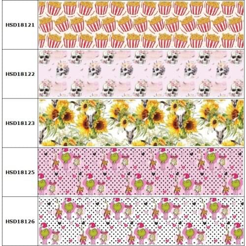 HSDCraft 25mm 38mm 75 mm Hot Food Sunflower Cow Skull for Girl Ribbon Party Decoration 10 Yard DIY Bow Bag Material Handmade