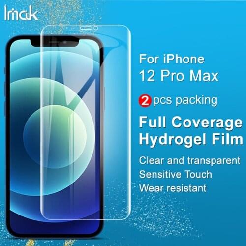 Imak 2pcs Soft HD Frosted Hydrogel Film for Apple iPhone 12 Pro Max Screen Protector 3D Curved Full Cover