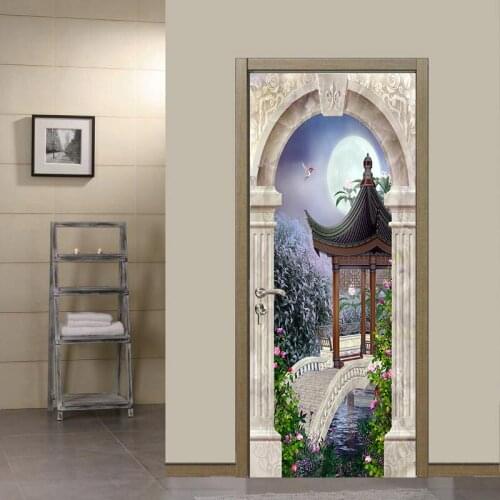 Stone Arch Gate Pavilion DIY Door Wall Stickers Home Decor Living Room Porch Art Mural Self-adhesive Waterproof Romovable Poster
