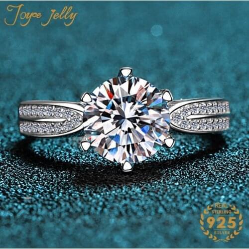 JoyceJelly Trendy Women Jewelry Ring 6 Claws 925 Sterling Silver Wedding Rings Simple Classic Hot Party Gifts Wholesa