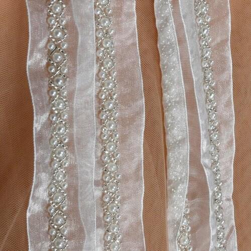 5yards/lot beatiful beads sequins rhinestone Lace Trim for garment decoration and wedding dress decoration lace trimming