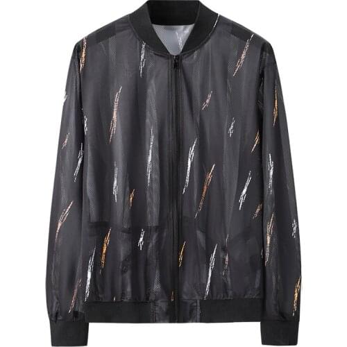 Summer Thin Jackets Men Fit Bomber Jacket Sun Protection Clothing Stand Collar Hollow Streetwear Outwear plus size 9XL 8XL 7XL