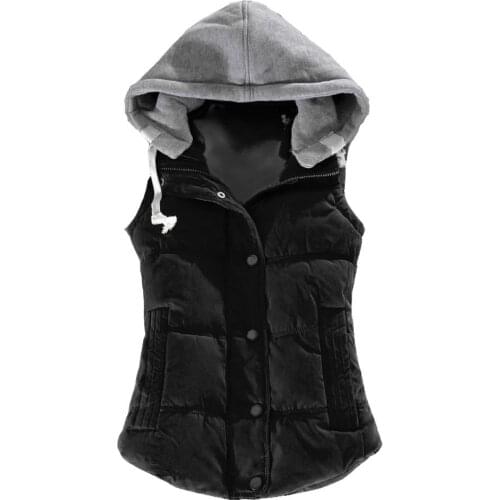Coats Women Jackets Casual Autumn Winter Sleeveless Warm Thicken Hooded Cotton Waistcoat Vest Womens Clothing женская куртка