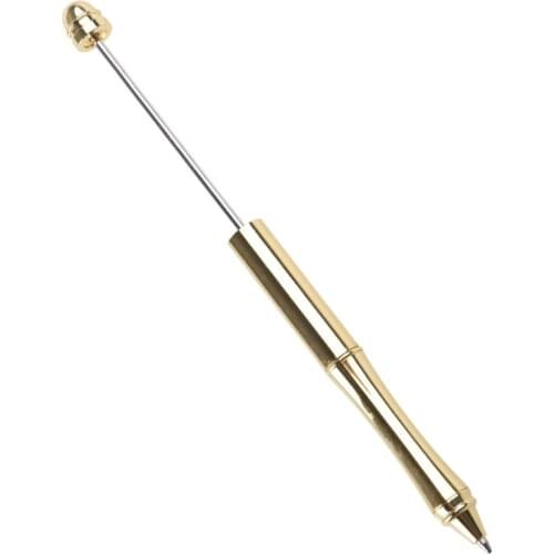 Metal Beadable Pen Creative DIY Beads Ballpoint Pen with Shaft Black Ink Gift P9JB