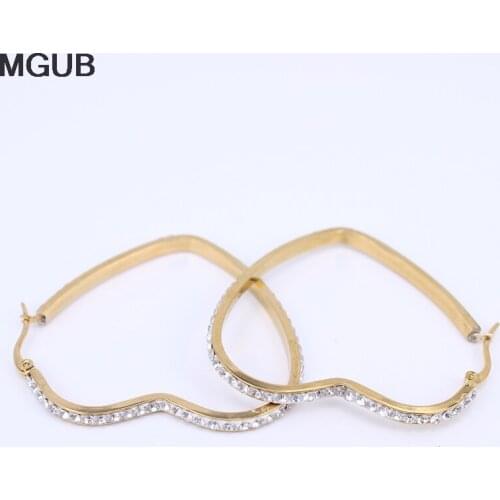 MGUB 316L stainless steel jewelry earrings Gold color female fashion exquisite crystal jewelry ear rings LH147