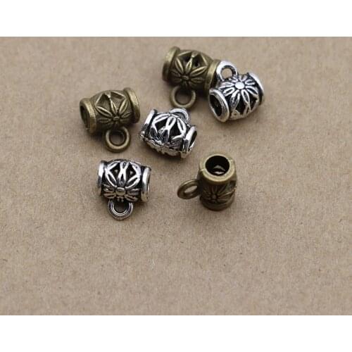 Mibrow 50pcs/lot 4mm Hole Size Antique Bronze Spacer Loose Charm Beads for DIY Bracelet Necklace Jewelry Making Fingdings