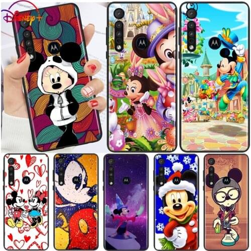 Mickey Minnie lovely For Motorola G9 G8 G Edge One E7 E6 Power Lite Marco Hyper Fusion Plus Play Black Soft Phone Case TPU