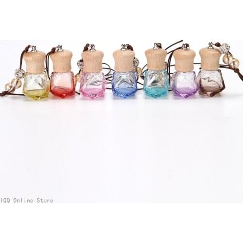 6ml Mini Perfume Bottle Empty Glass Car with Pendant Ornament Diamond Shape Container Refillable Bottles Wholesale 10pcs