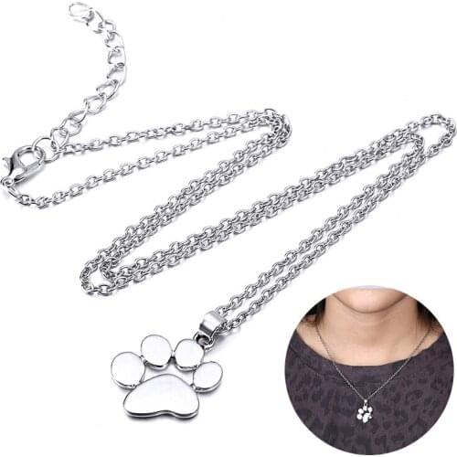 Fashion Pet Footprints Pendant Necklace For Men Women Lovely Pet Long Chain Animal Cat Dog Paw Print Statement Necklace Jewelry