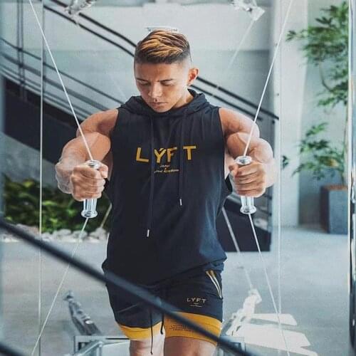 Mens Sleeveless Hooded Tank Tops Bodybuilding Fitness Tank Tops Gym Clothing Stringers Cotton Workout Male Singlet Summer Casual