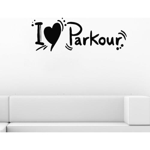 I love Parkour Wall Stickers Words Heart Vinyl Decal Mural adesive de parede Removable Wall Decals Bedroom Living Room Z259