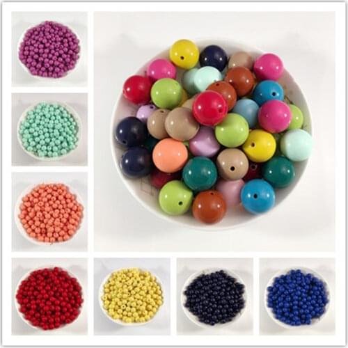 New 8-10-12mm Solid Color Highlight Plastic Beads Acrylic Straight Hole Round Beads Loose Beads DIY Jewelry Accessories
