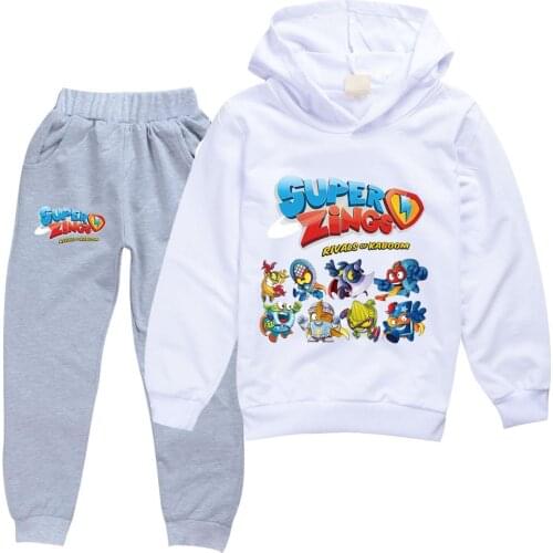 New Super Zings Boys and Girls Hoodies + Pants 2pcs Suits Long Sleeves Cotton Cartoon Anime Kids Clothing Christmas Gift