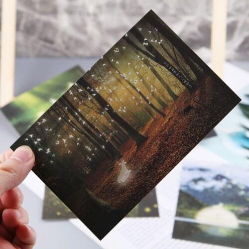 30pcs Vintage Luminous Postcard Glow In The Dark Moon Light Greeting Post Card Novelty Xmas Greeting Cards Gift