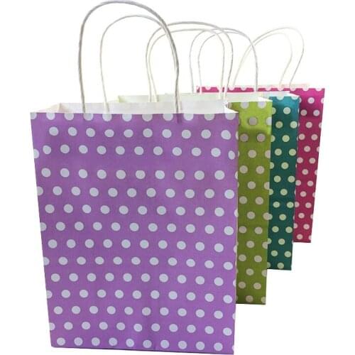 30 Pcs/lot Kraft Paper Bag With Handle Party Recyclable Gift Bags Environmental Protection Candy Color 27*21*11cm wholesale