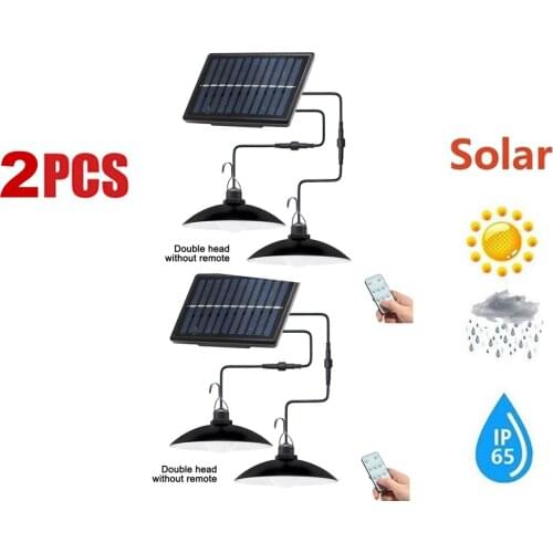2pcs Retro Lampshade Solar Pendant Light Outdoor Indoor Solar Lamp White Lighting Home Garden Yard For Camping 3/6M cable remote