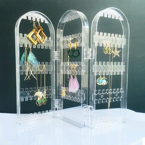 Clear Earrings Ear Studs Necklace Jewelry Display Rack Stand Organizer Holder