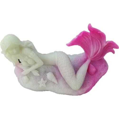 Natural Crystal Carved Mermaid Hand Carved Exquisite Synthetic Luminous Stone Various Mermaid Decorative Home Wedding