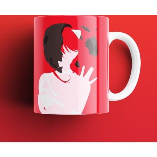 Anime Girl Patterned, Printed White Mug Cup, Porcelain Raw Material, Handle, Gift Product, quality Mug and Printing