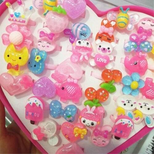 Cute eco-friendly childrens multi-style ring 36. Adjustable childrens love gift box packaging