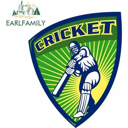 EARLFAMILY 13cm x 10.3cm for Cricket Sports Batsman Batting Shield DIY Motorcycle Car Stickers Vinyl Material Fashion Decal