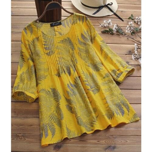 Womens Casual Plus Size Tshirt Loose Linen Half Sleeve Tshirt Fashiom Print Women Tanic Shirt Camiseta Mujer Verano #G3