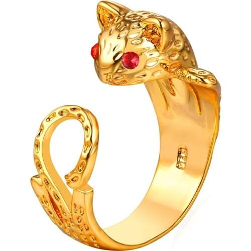 Collare Crystal Cat Rings For Women Gold/Silver Color With Gift Box Men Jewelry Wholesale Vintage Anime Ring Christmas Gift R911
