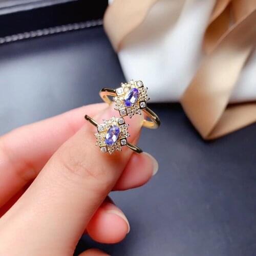 WEAINY Oval 3 * 5mm Natural Tanzanite Ring S925 Sterling Silver Ladies Exquisite Simple Boutique High Jewelry Ring