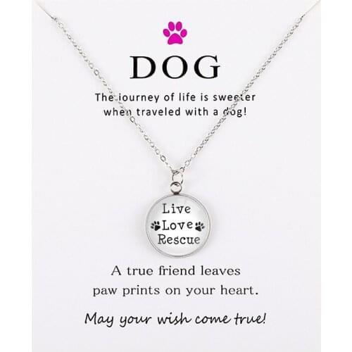 Love Dog Paw Print Live Love Life Rescue Cat Mom Dog Mom Necklaces for Women