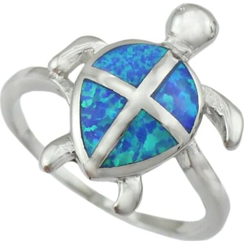 Blue Green Brown Pink White Fire Opal Turtle Fashion Jewelry Women Silver Plated Rings OR852