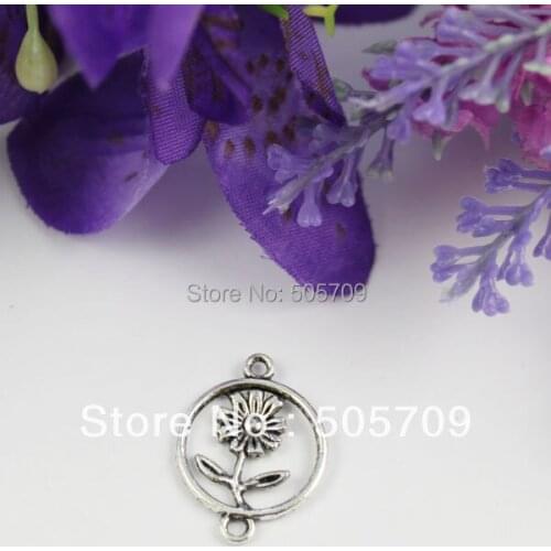 200Pcs Tibetan silver flower round links A13728