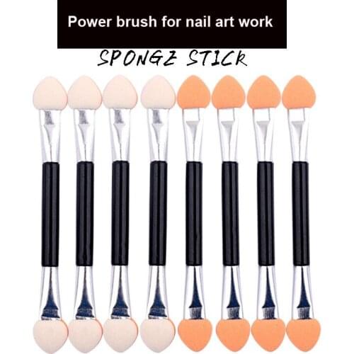 10Pcs/pack Double-sided Nail Brush Sponge Powder Puff Eyeshadow Stick Cosmetic Makeup Dust Applicator Manicure Nail Art Tool Set