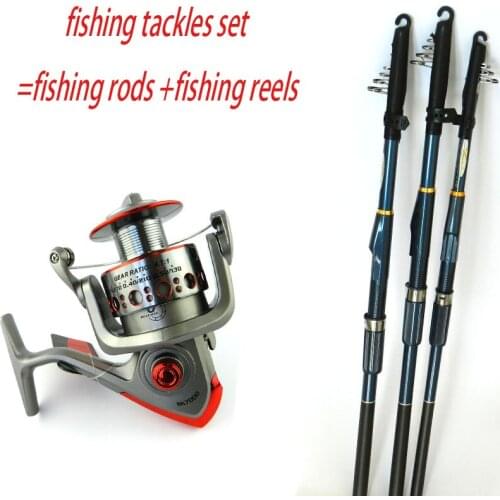 HENGJIA 1pc fishing tackles set metal fishing reels and FRP fishing rod pike bass isca pesca fishing tools tackles