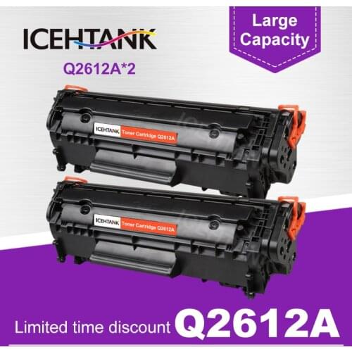 ICEHTANK 2PCS compatible Q2612A q2612 2612a 12a 2612 Toner Cartridge for HP LaserJet LJ 1010 1020 1015 1012 3015 3020 3030 3050