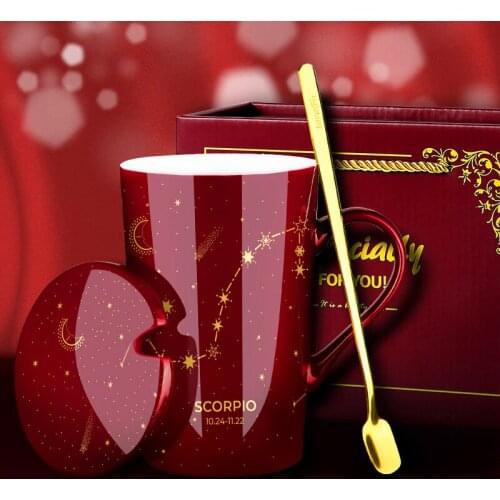 Ceramic Mug Good-looking Office Female Water Cup with Cover Spoon High Sense Milk Coffee Cup Household Tea Cup