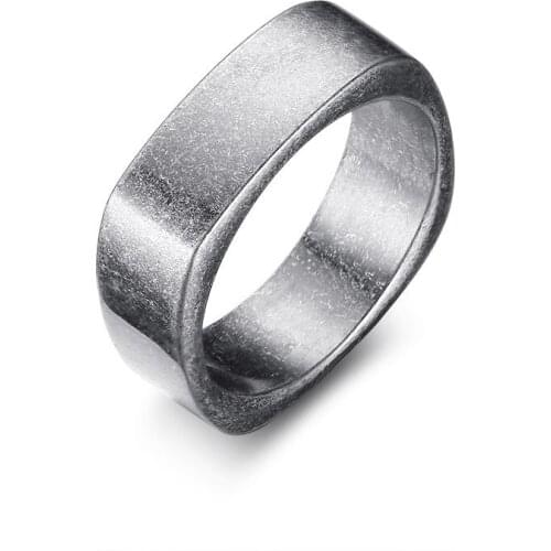 Megin D Stainless Steel Titanium Square Round Vintage Boho Rings for Men Women Couple Friends Gift Fashion Jewelry Bague Hip Hop